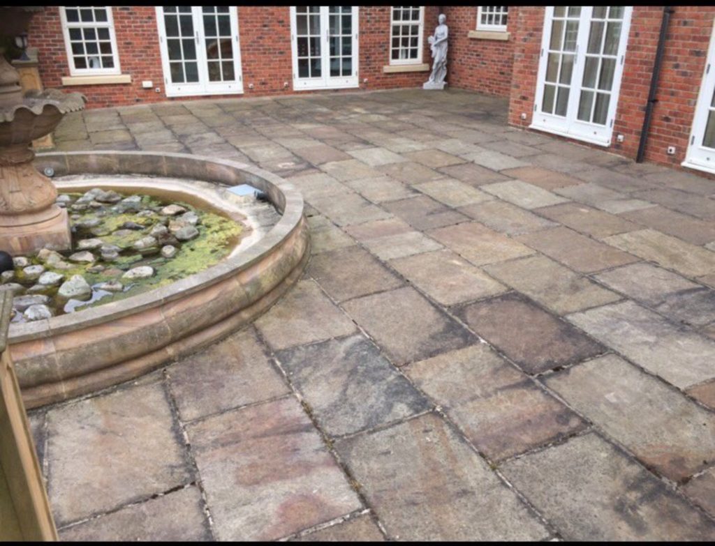Patio before cleaning
